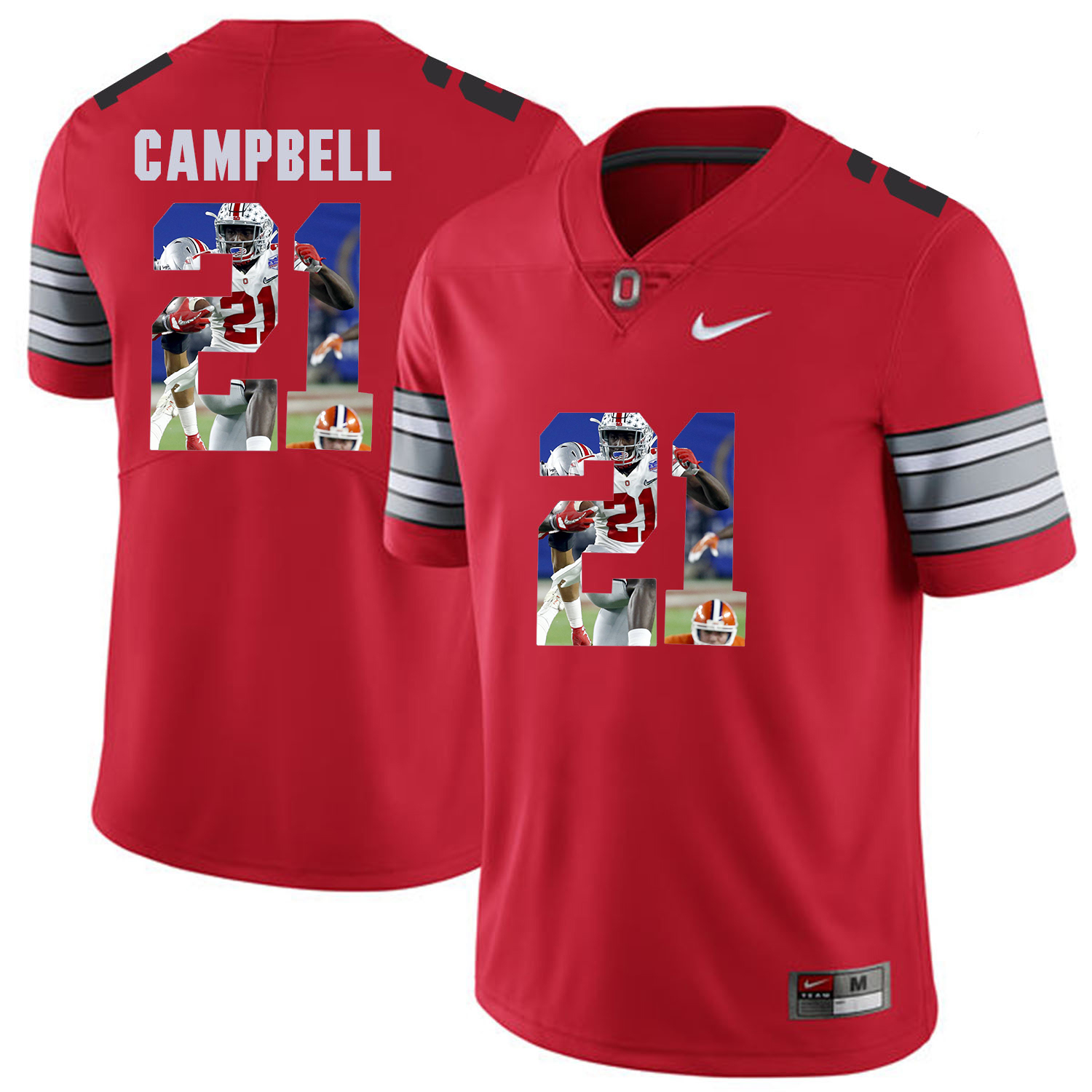 Men Ohio State #21 Gampbell Red Fashion Edition Customized NCAA Jerseys->customized ncaa jersey->Custom Jersey